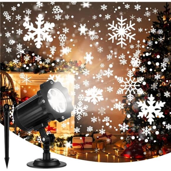 Christmas Projector Lights Outdoor, Waterproof & Adjustable LED Snowflake - Picture 1 of 7